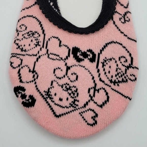 Sanrio Hello Kitty Pink Black Heart Socks - Picture 2 of 5